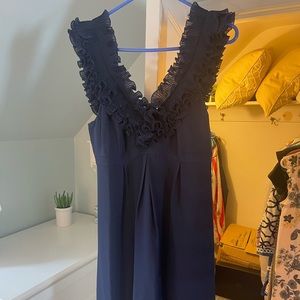 Lily Pulitzer navy ruffle shoulder short dress